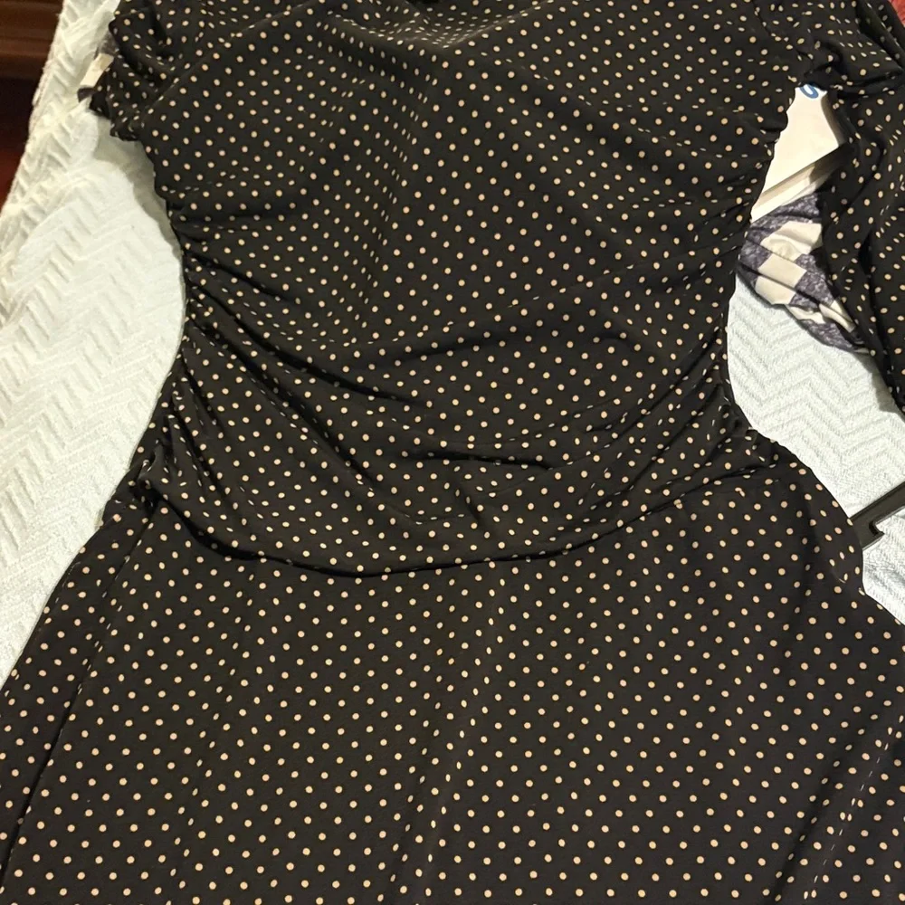 Black and Tan Polka Dot Dress - Picture 1 of 4